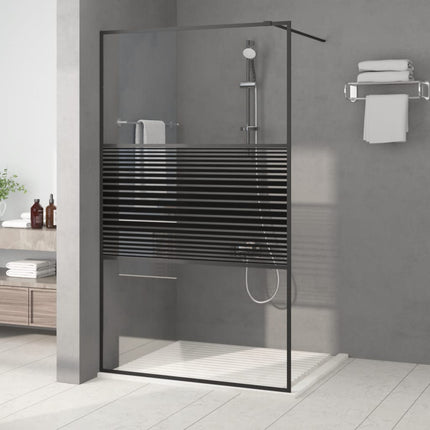 brusevæg 115x195 cm klart sikkerhedsglas sort