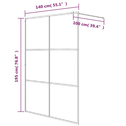 brusevæg 140x195 cm klart sikkerhedsglas hvid