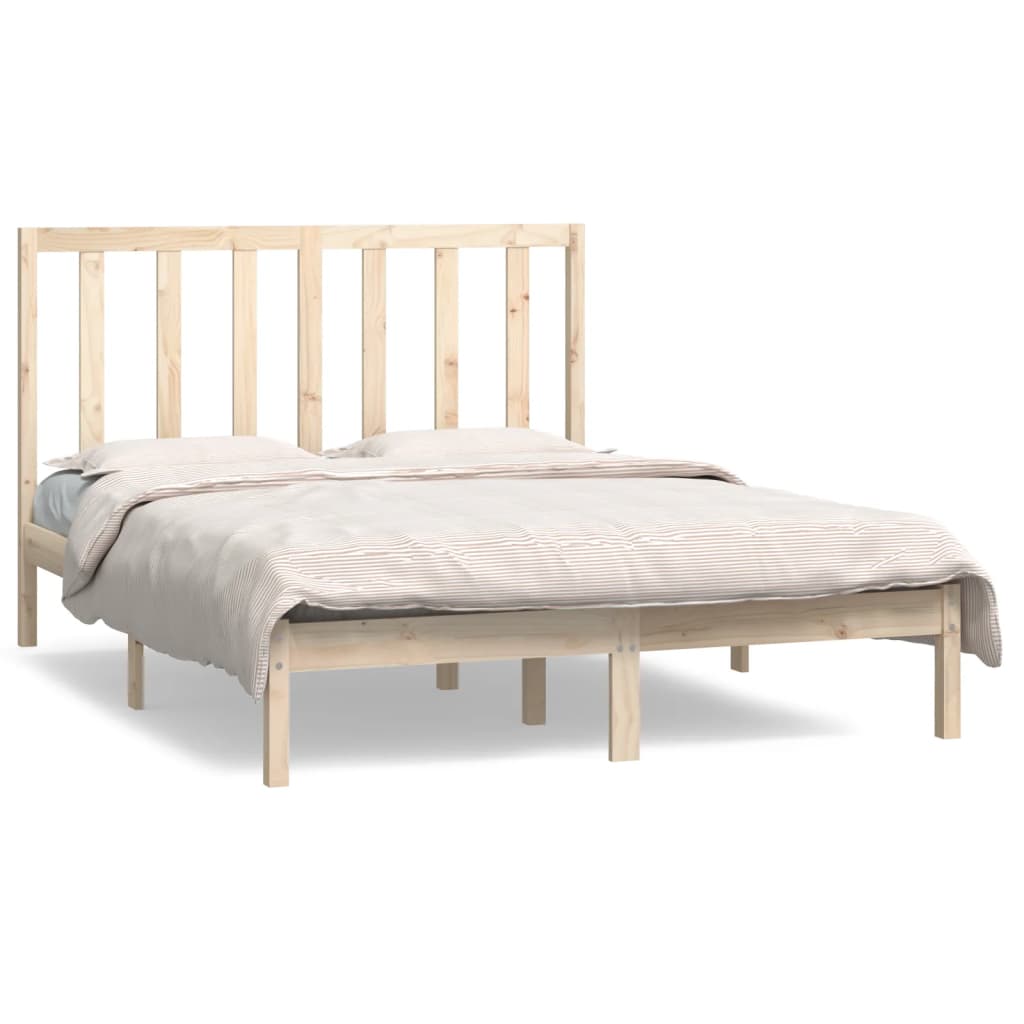 sengeramme uden madras 135x190 cm massivt fyrretræ hvid