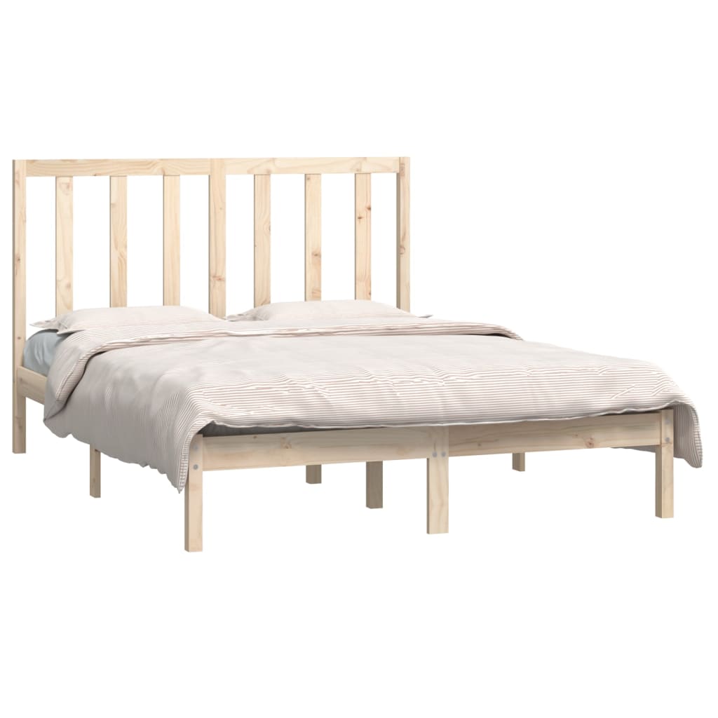sengeramme uden madras 135x190 cm massivt fyrretræ hvid
