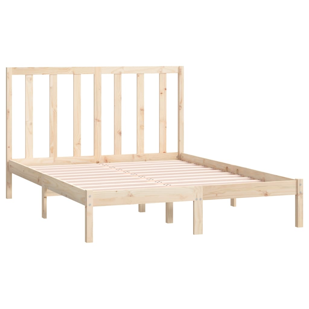sengeramme uden madras 135x190 cm massivt fyrretræ hvid
