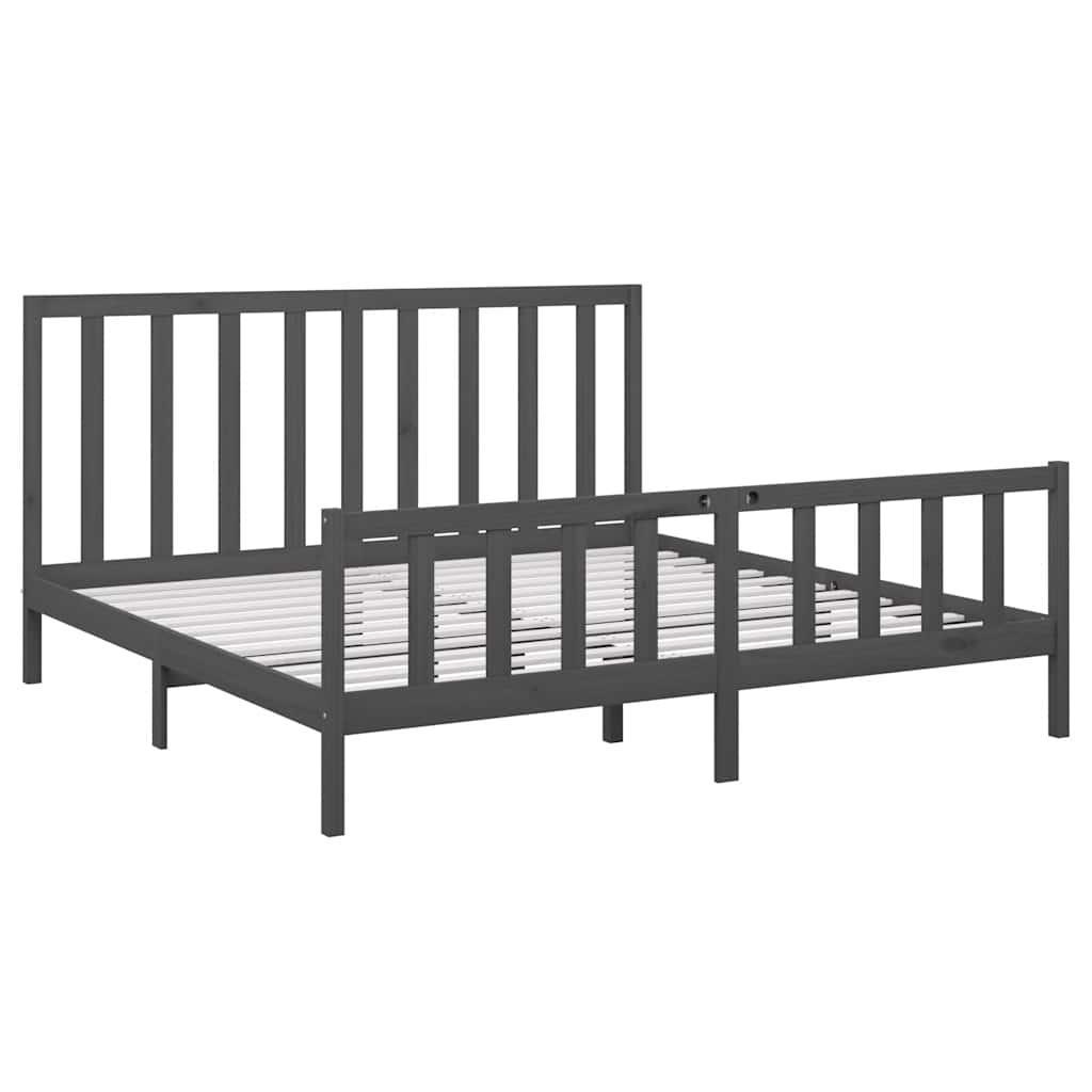 sengeramme 200x200 cm massivt fyrretræ grå