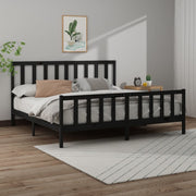 sengeramme 200x200 cm massivt fyrretræ sort