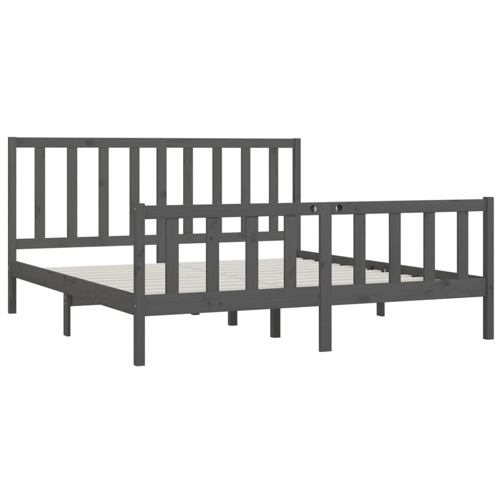 sengeramme 200x200 cm massivt træ grå