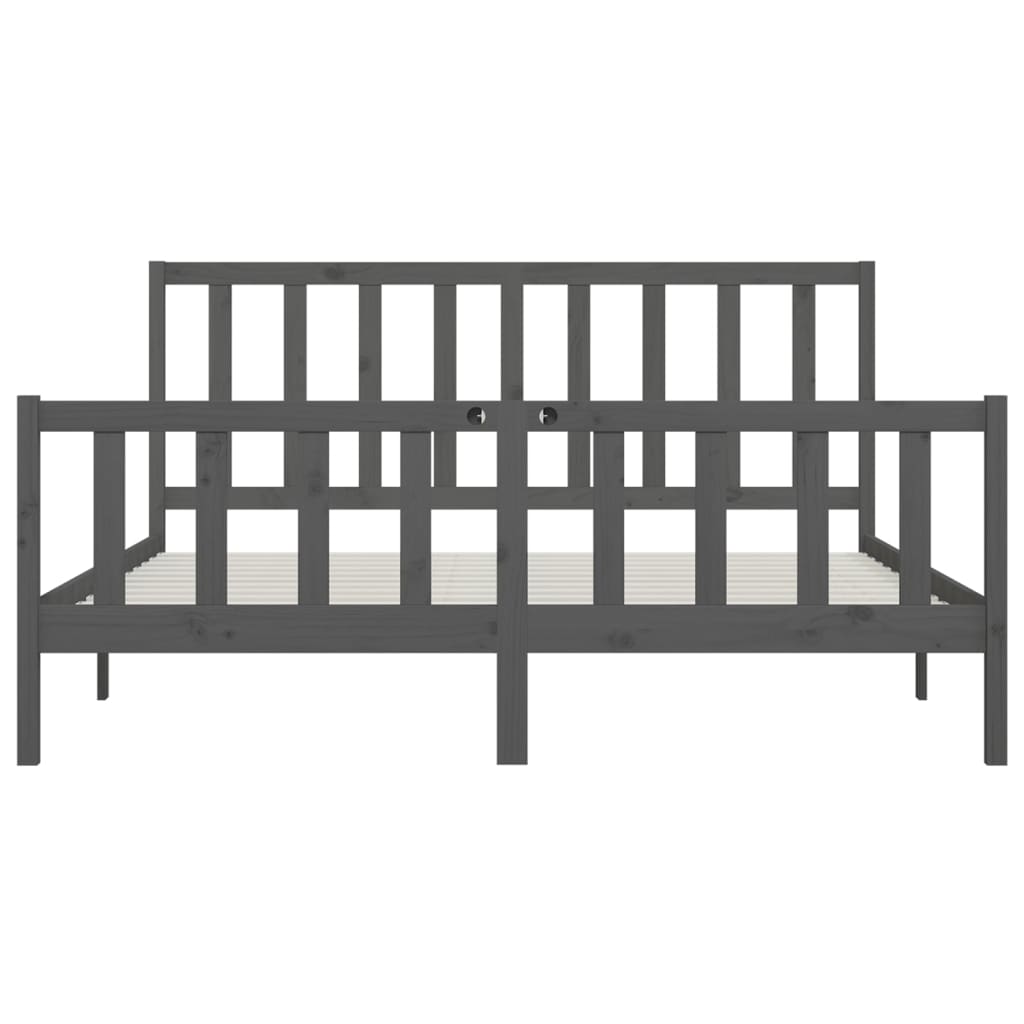 sengeramme 200x200 cm massivt træ grå