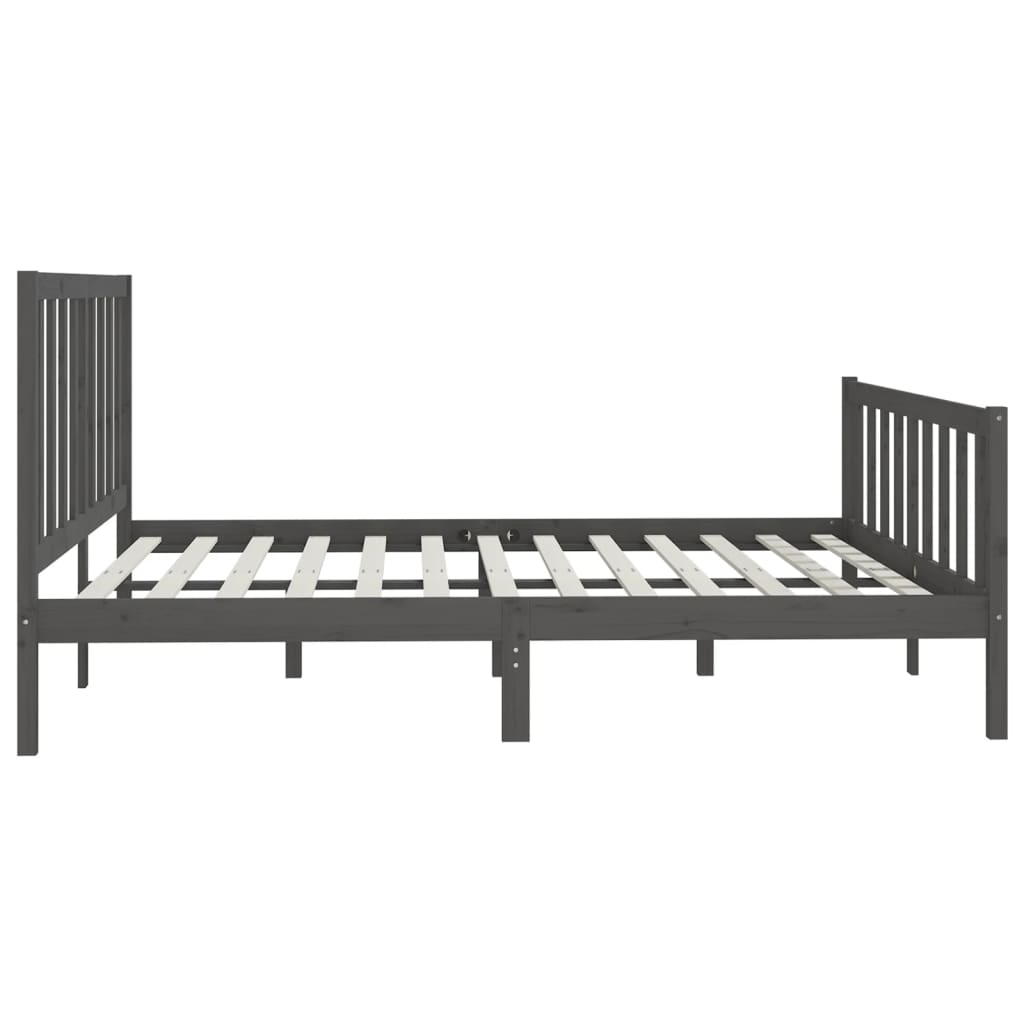 sengeramme 200x200 cm massivt træ grå
