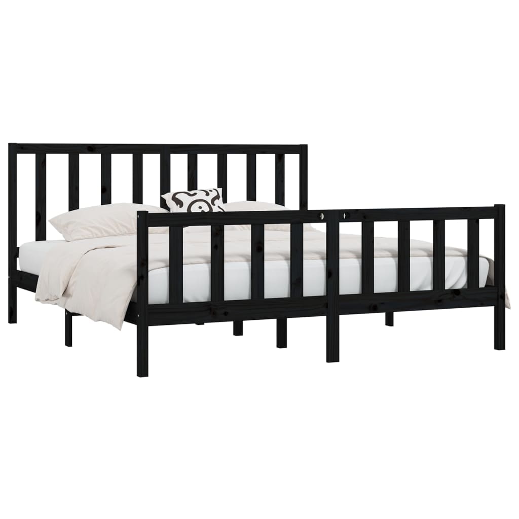 sengeramme 200x200 cm massivt træ sort