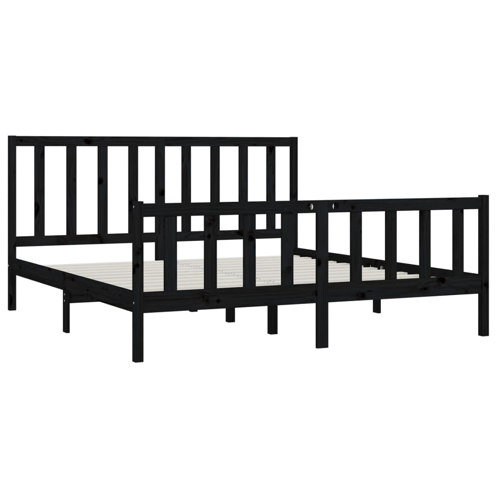 sengeramme 200x200 cm massivt træ sort
