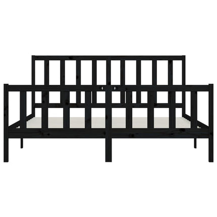 sengeramme 200x200 cm massivt træ sort