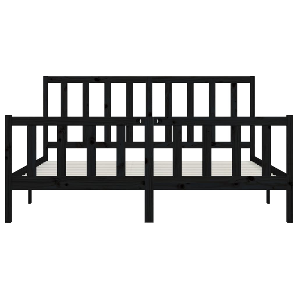 sengeramme 200x200 cm massivt træ sort