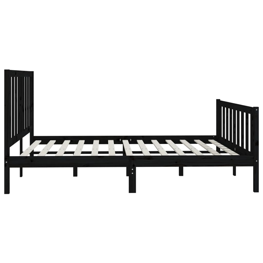 sengeramme 200x200 cm massivt træ sort