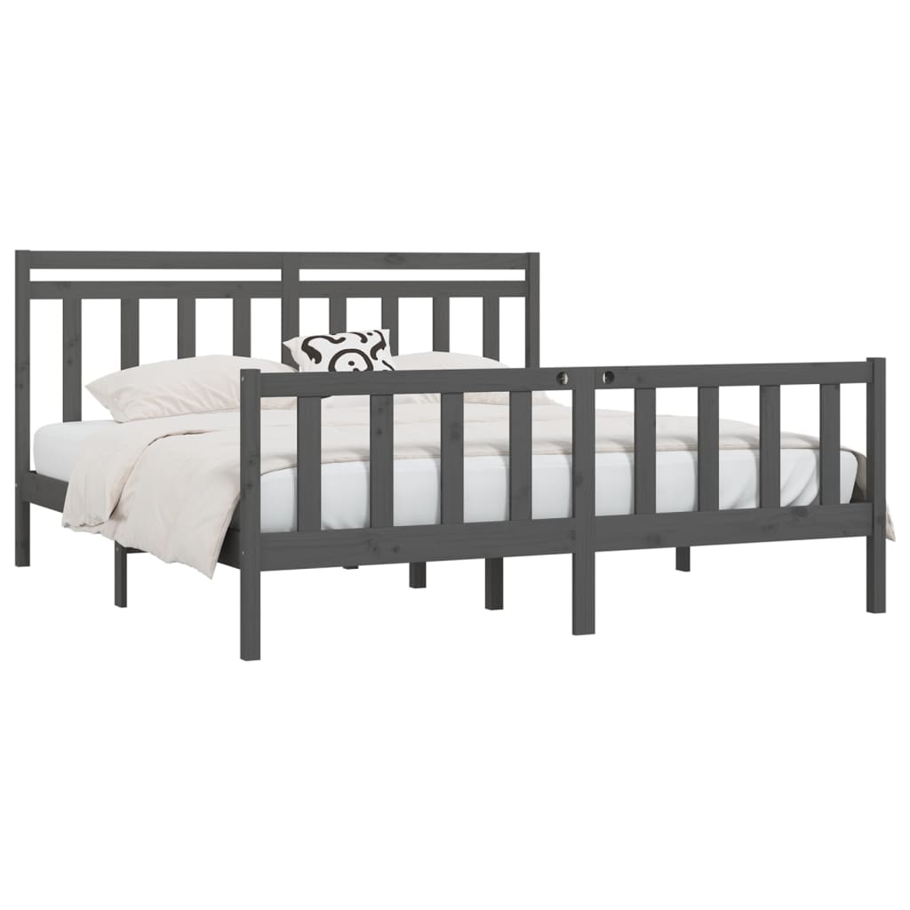 sengeramme 200x200 cm massivt fyrretræ grå