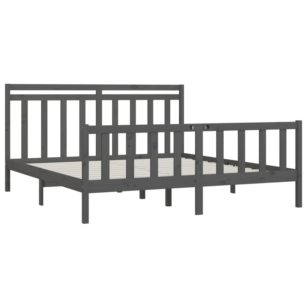 sengeramme 200x200 cm massivt fyrretræ grå