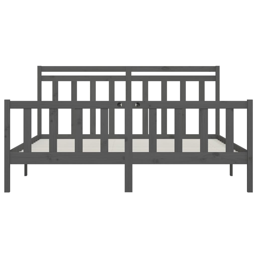 sengeramme 200x200 cm massivt fyrretræ grå