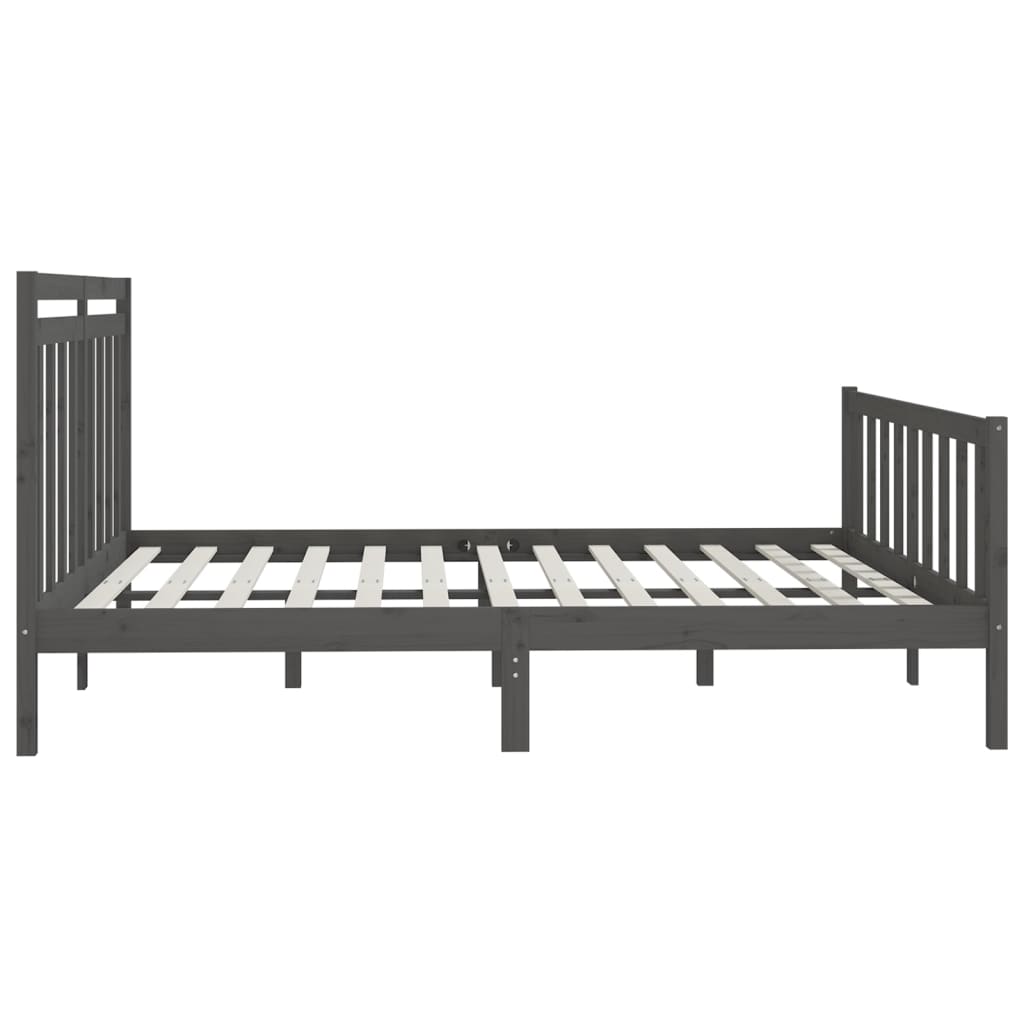 sengeramme 200x200 cm massivt fyrretræ grå