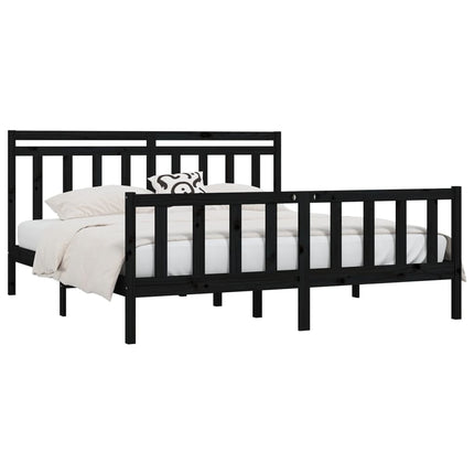 sengeramme 200x200 cm massivt fyrretræ sort