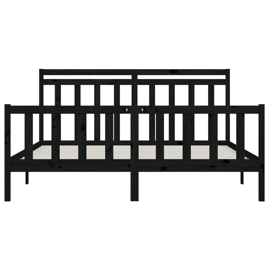 sengeramme 200x200 cm massivt fyrretræ sort