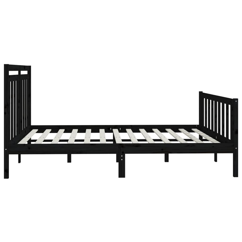 sengeramme 200x200 cm massivt fyrretræ sort