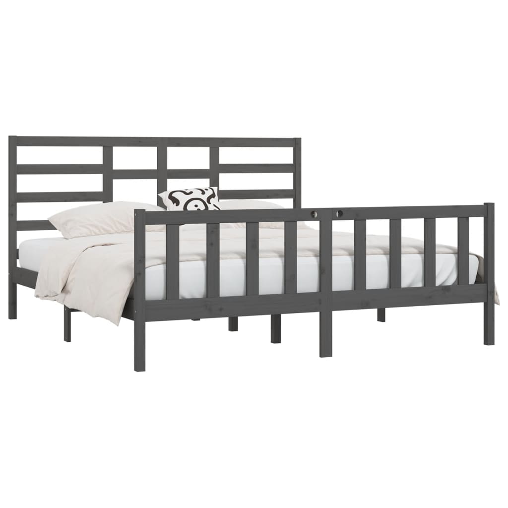 sengeramme 200x200 cm massivt fyrretræ grå