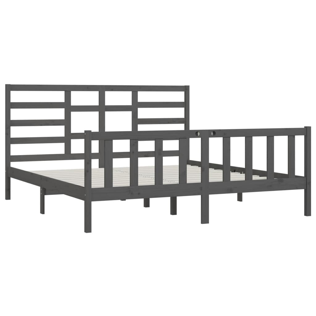 sengeramme 200x200 cm massivt fyrretræ grå
