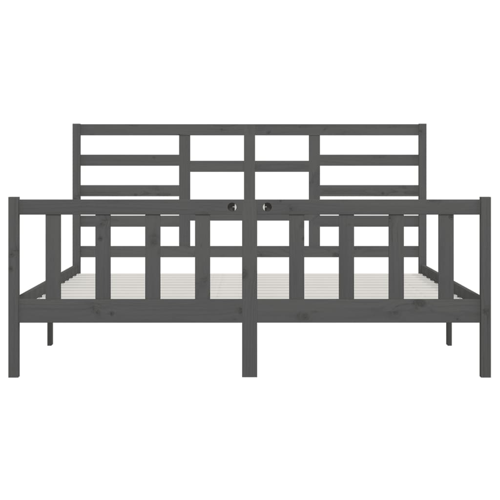 sengeramme 200x200 cm massivt fyrretræ grå