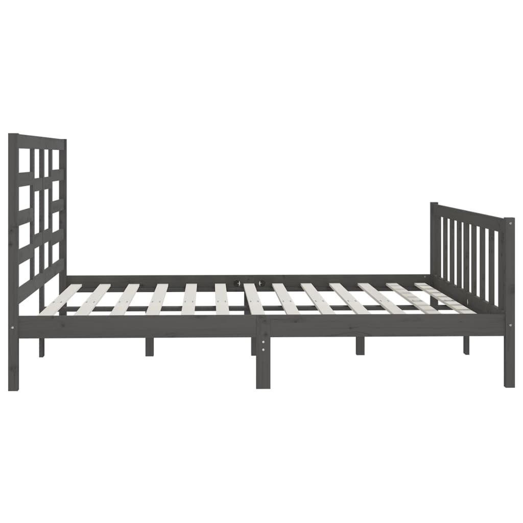 sengeramme 200x200 cm massivt fyrretræ grå