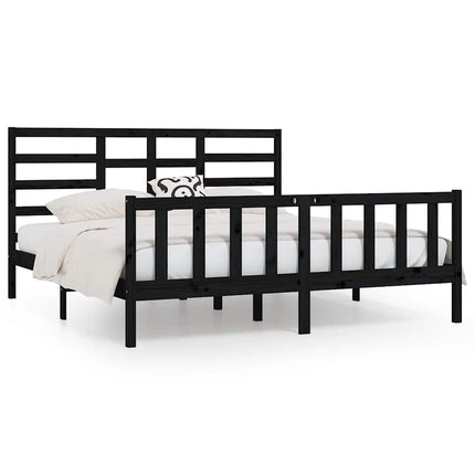 sengeramme 200x200 cm massivt fyrretræ sort