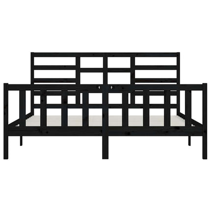 sengeramme 200x200 cm massivt fyrretræ sort