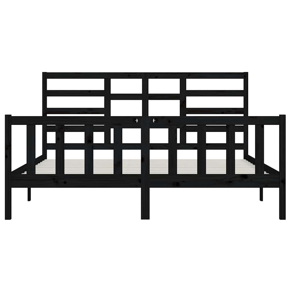 sengeramme 200x200 cm massivt fyrretræ sort