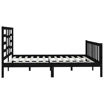 sengeramme 200x200 cm massivt fyrretræ sort