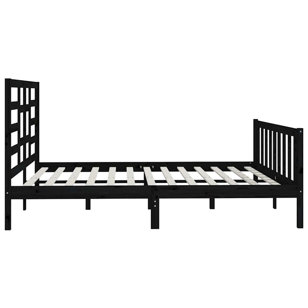 sengeramme 200x200 cm massivt fyrretræ sort