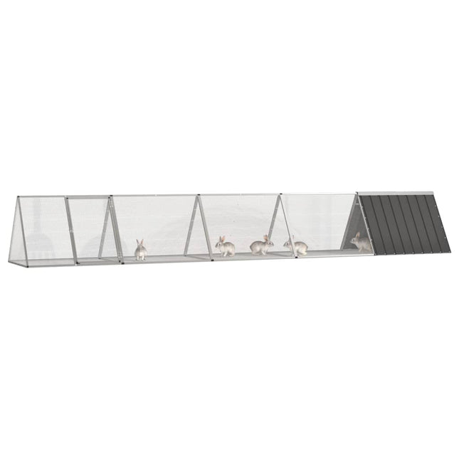kaninbur 504,5x80,5x71 cm galvaniseret stål antracitgrå