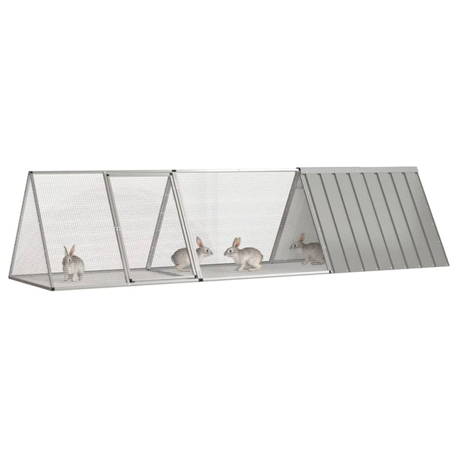 kaninbur grå 302,5x80,5x71 cm galvaniseret stål