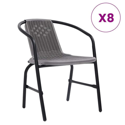 havestole 8 stk. 110 kg plastikrattan og stål