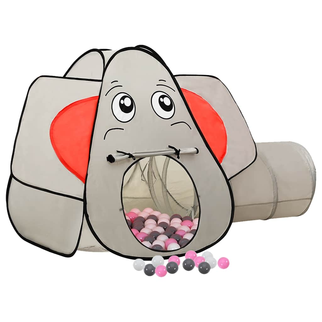 legetelt til børn 174x86x101 cm 250 bolde elefant grå