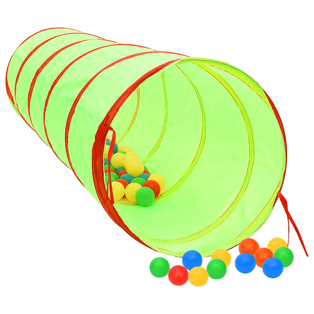 legetunnel til børn 175 cm 250 bolde polyester grøn