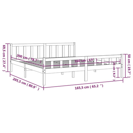 sengeramme 160x200 cm massivt træ sort