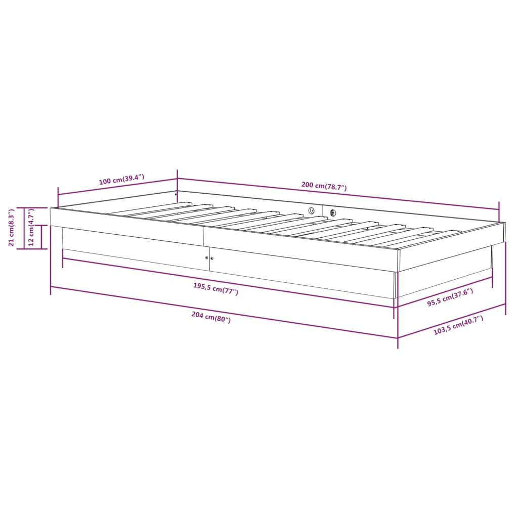 sengeramme 100x200 cm massivt træ hvid