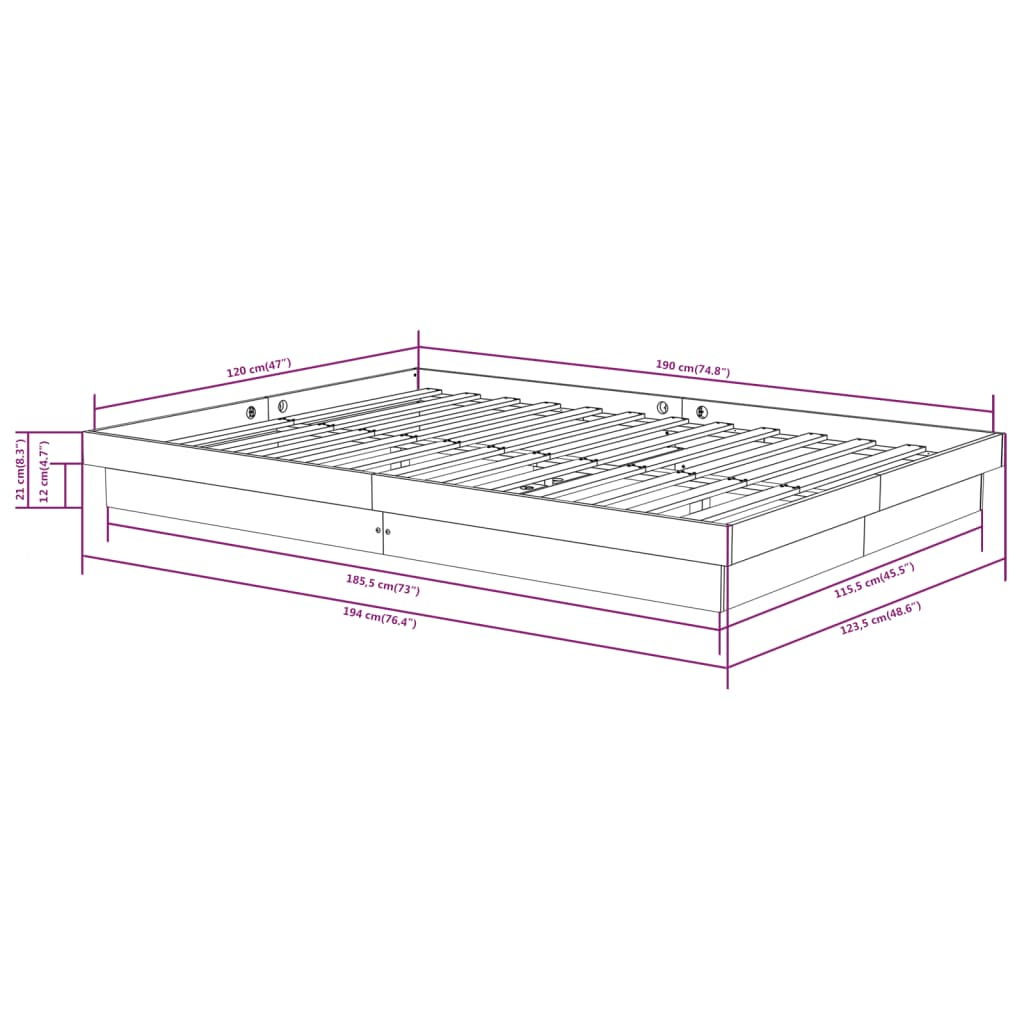 sengeramme 120x190 cm Small Double massivt træ gyldenbrun