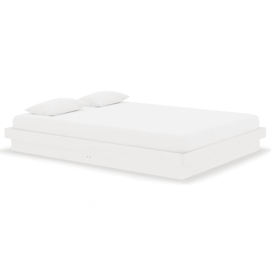 sengeramme 135x190 cm dobbelt massivt fyrretræ hvid