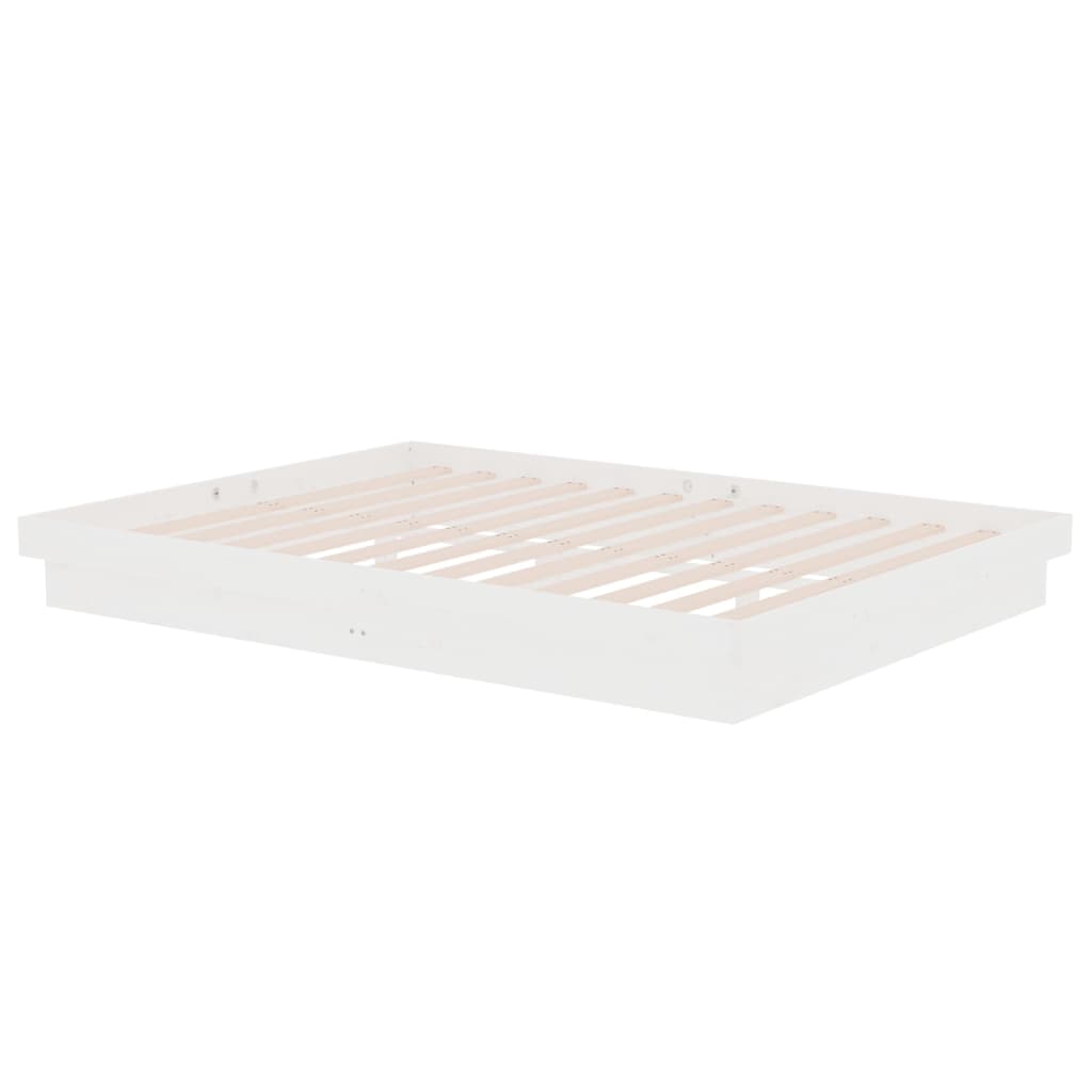 sengeramme 135x190 cm dobbelt massivt fyrretræ hvid