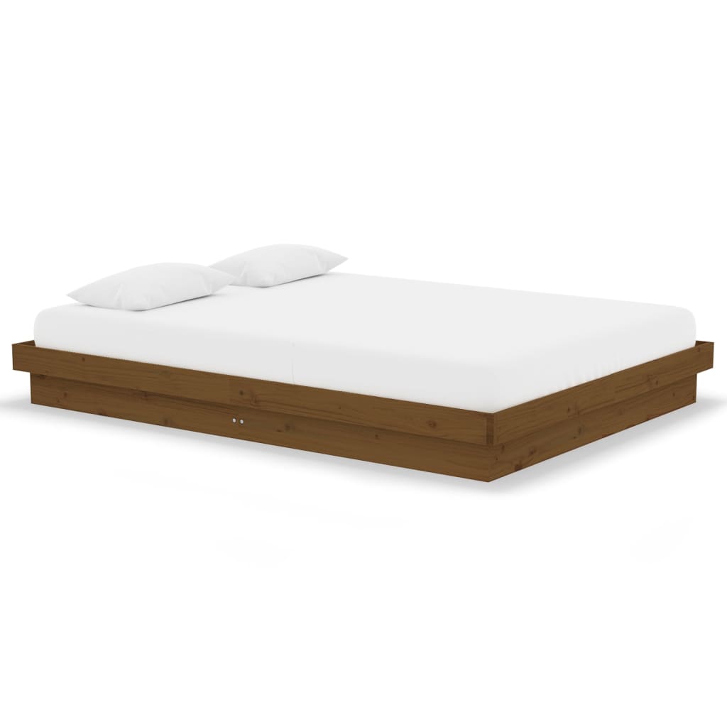 sengeramme 135x190 cm Double massivt fyrretræ gyldenbrun