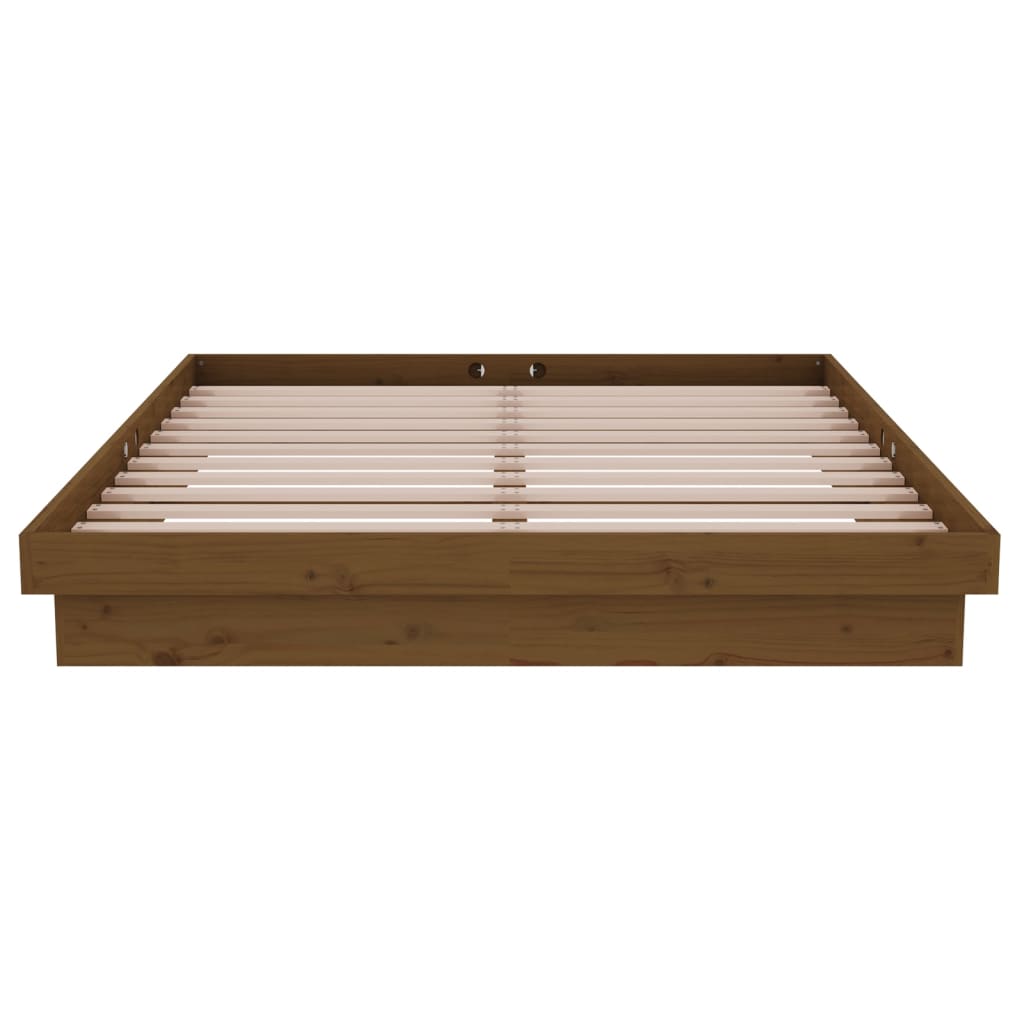 sengeramme 135x190 cm Double massivt fyrretræ gyldenbrun