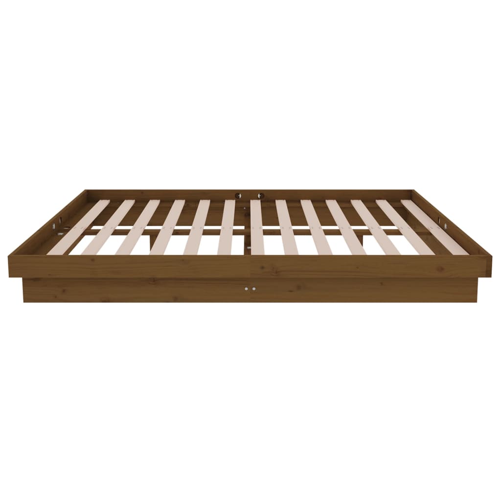 sengeramme 135x190 cm Double massivt fyrretræ gyldenbrun