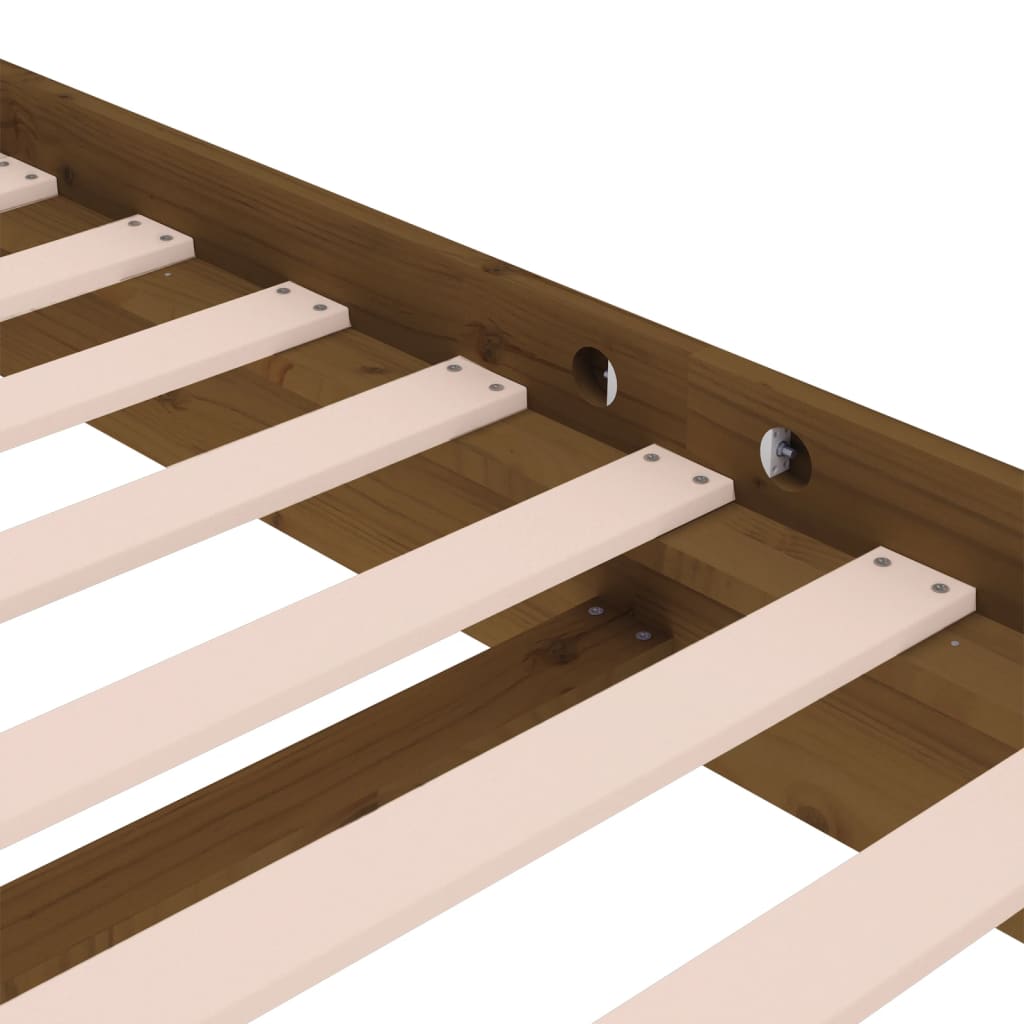 sengeramme 135x190 cm Double massivt fyrretræ gyldenbrun