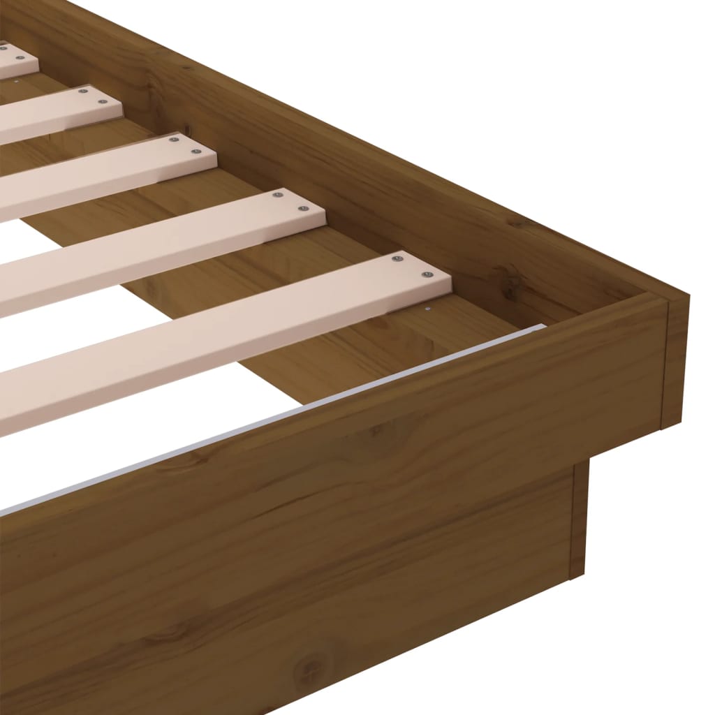 sengeramme 135x190 cm Double massivt fyrretræ gyldenbrun