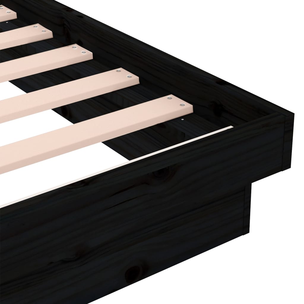sengeramme 135x190 cm Double massivt fyrretræ sort