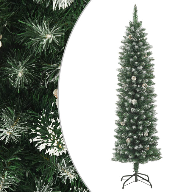 kunstigt smalt juletræ med juletræsfod 150 cm PVC