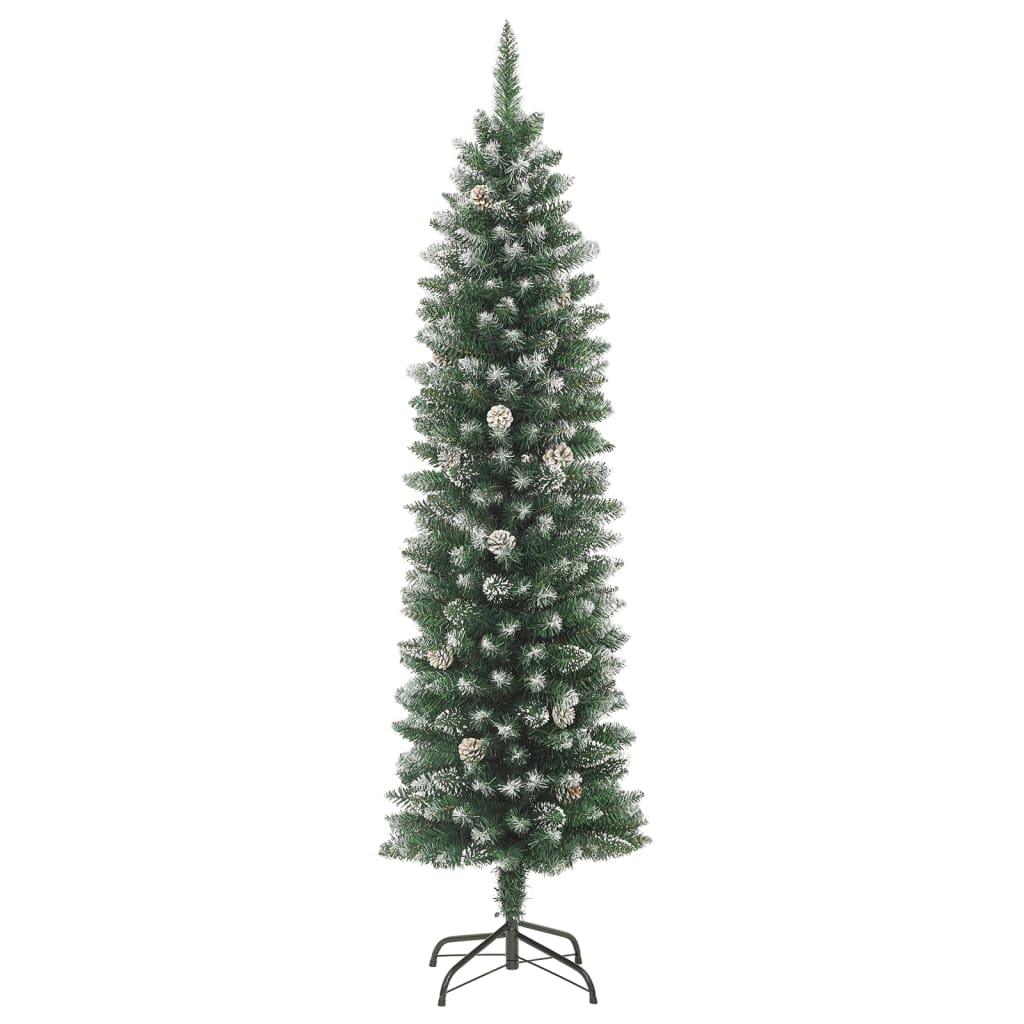 kunstigt smalt juletræ med juletræsfod 150 cm PVC