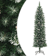 kunstigt smalt juletræ med juletræsfod 210 cm PVC
